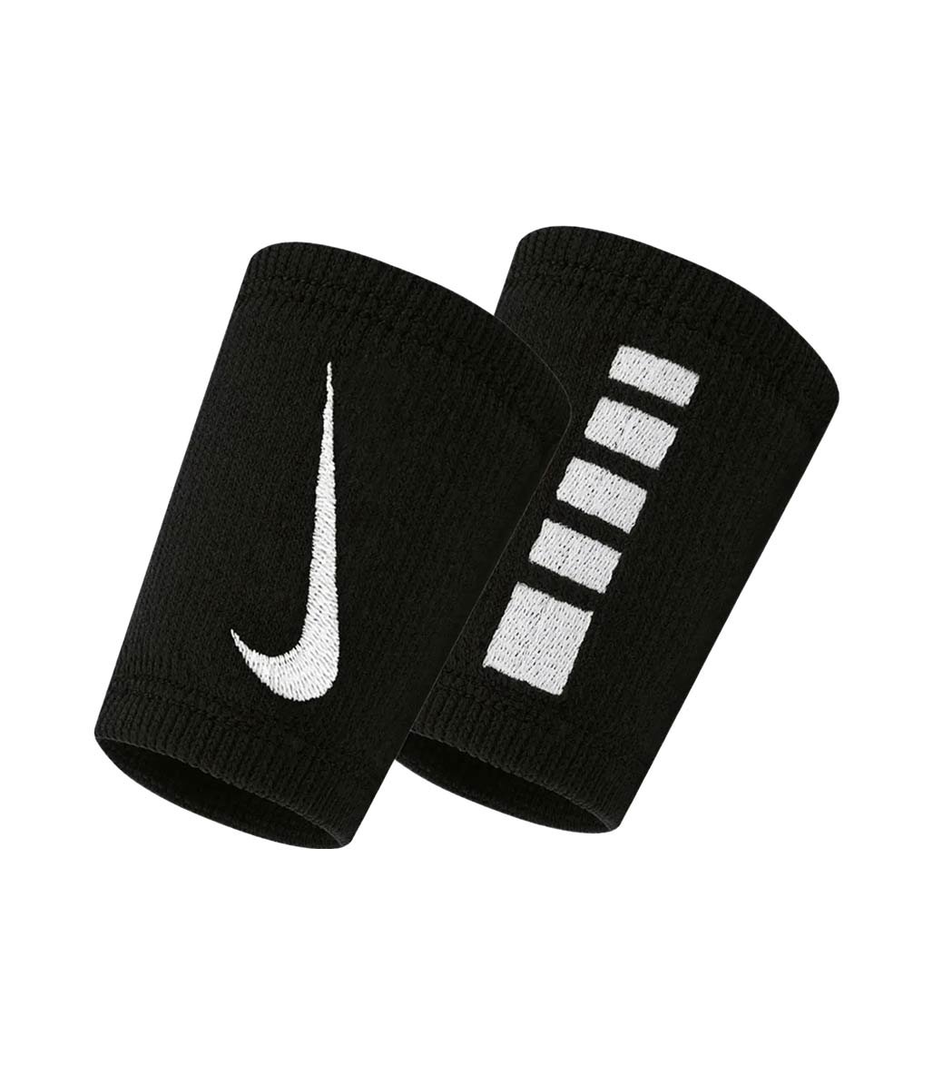 Nike Elite Doublewide Çift Taraflı Bileklik 2'Li Paket Siyah Beyaz