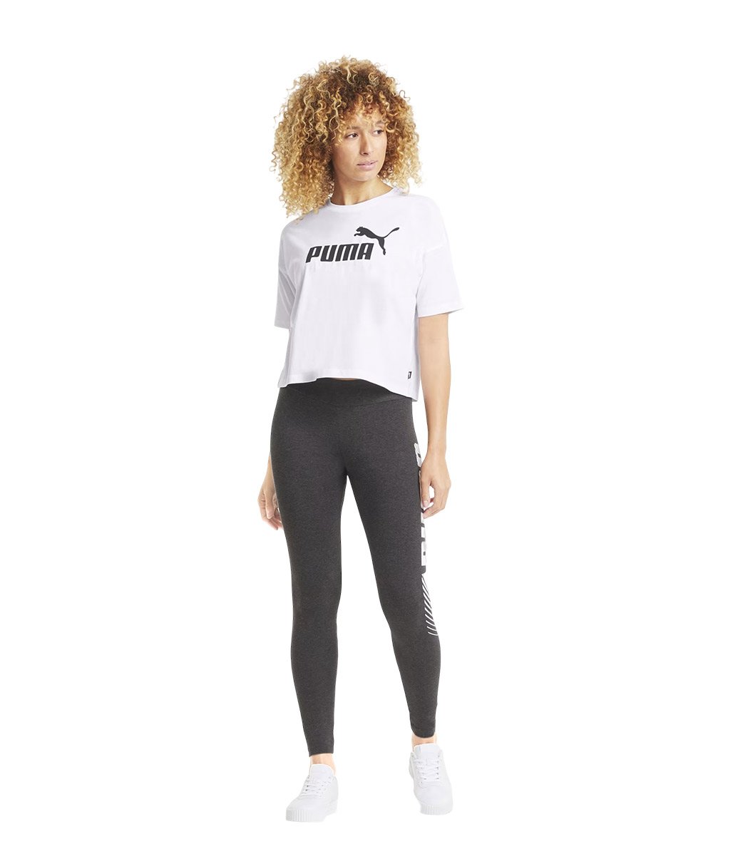 Puma Essentials Logo Cropped Kadın Kısa Kollu T-Shirt Beyaz