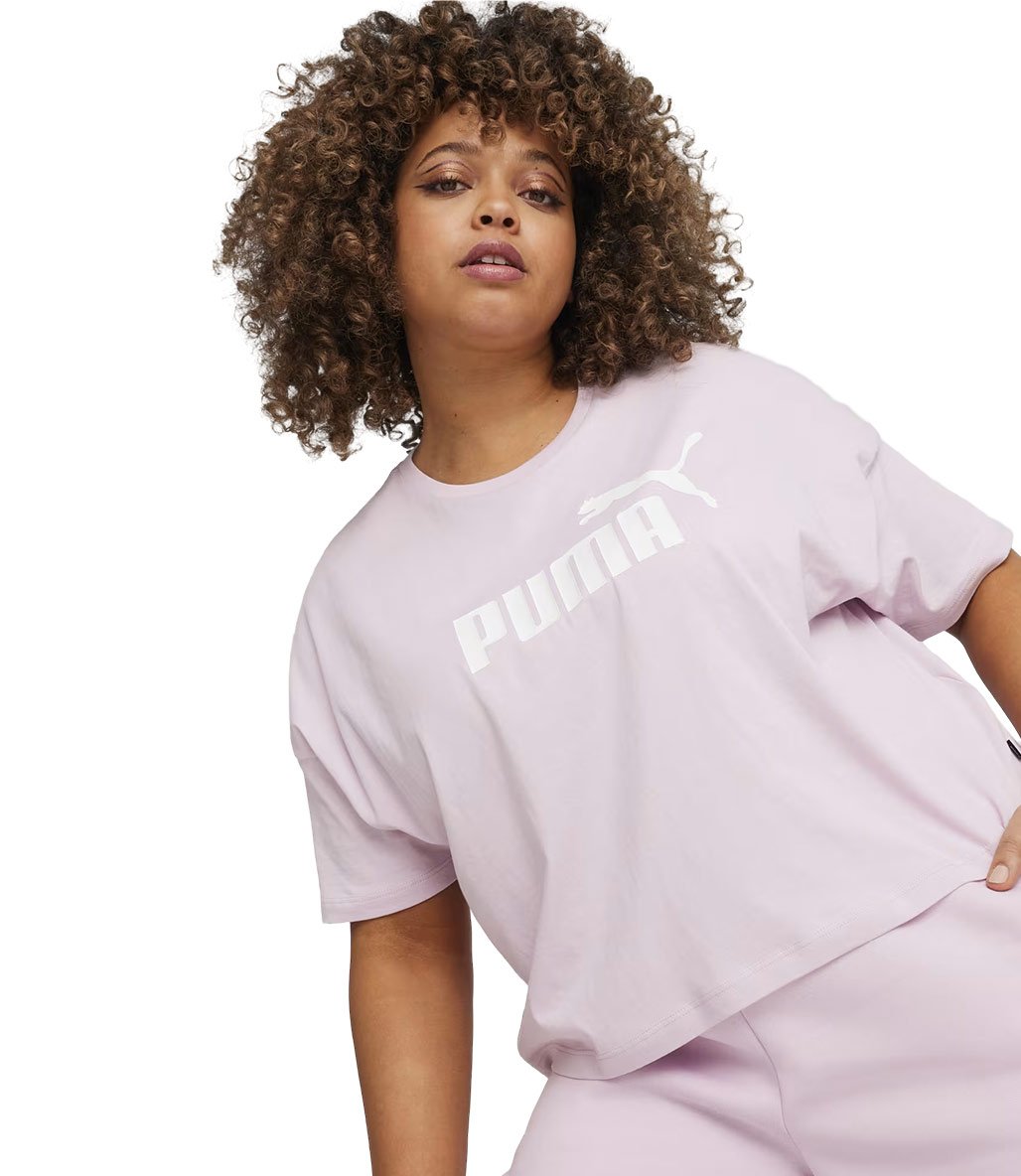 Puma Essentials Logo Cropped Kadın Kısa Kollu T-Shirt Lila