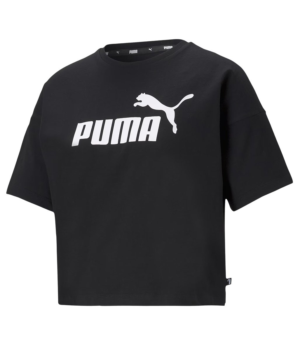 Puma Essentials Logo Cropped Kadın Kısa Kollu T-Shirt Siyah
