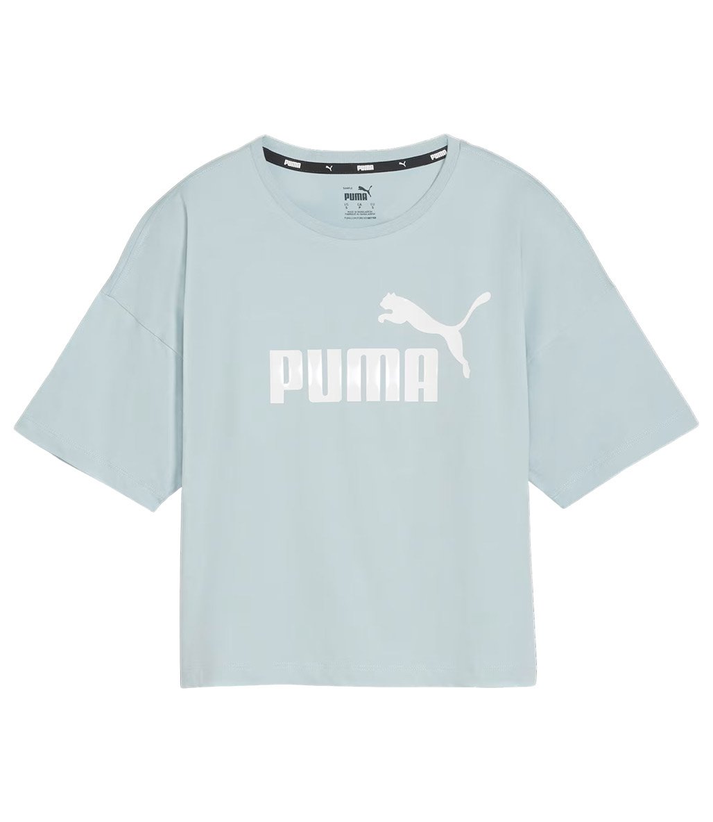 Puma Essentials Logo Cropped Kadın Kısa Kollu T-Shirt Turkuaz