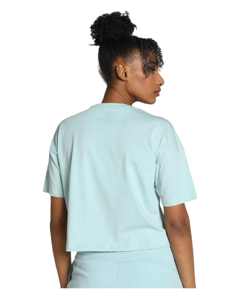Puma Essentials Logo Cropped Kadın Kısa Kollu T-Shirt Turkuaz
