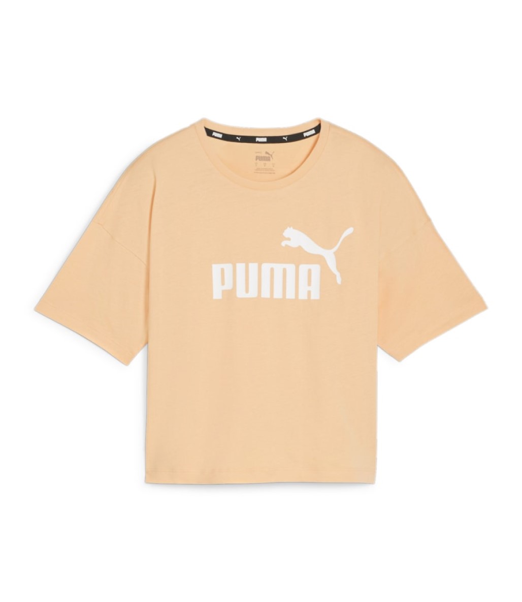Puma Essentials Logo Cropped Kadın Kısa Kollu T-Shirt Turuncu