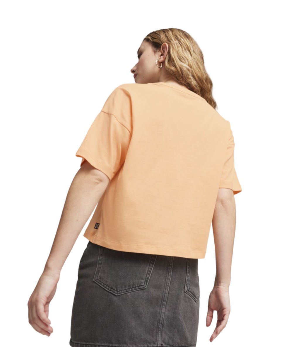 Puma Essentials Logo Cropped Kadın Kısa Kollu T-Shirt Turuncu
