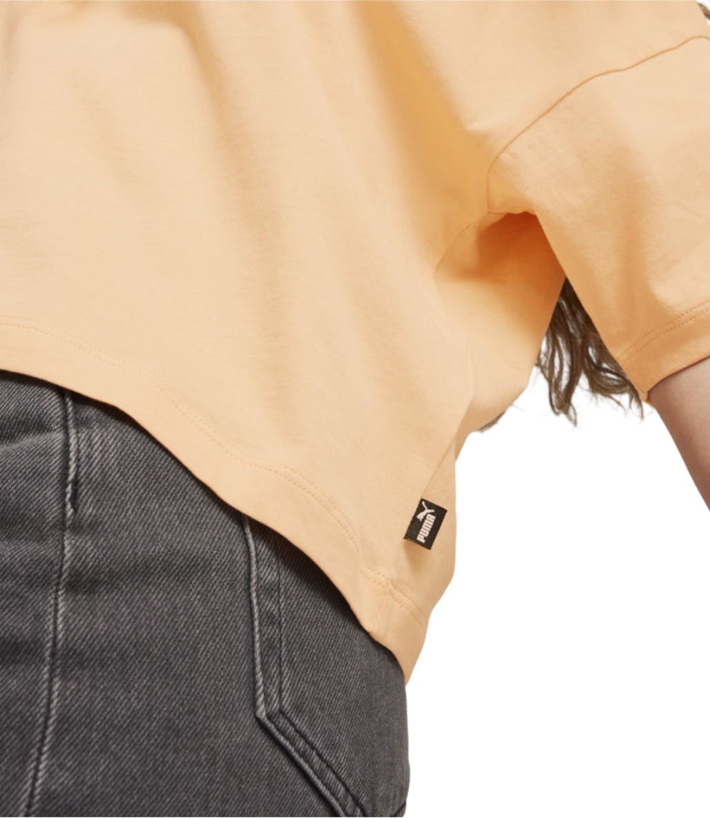 Puma Essentials Logo Cropped Kadın Kısa Kollu T-Shirt Turuncu