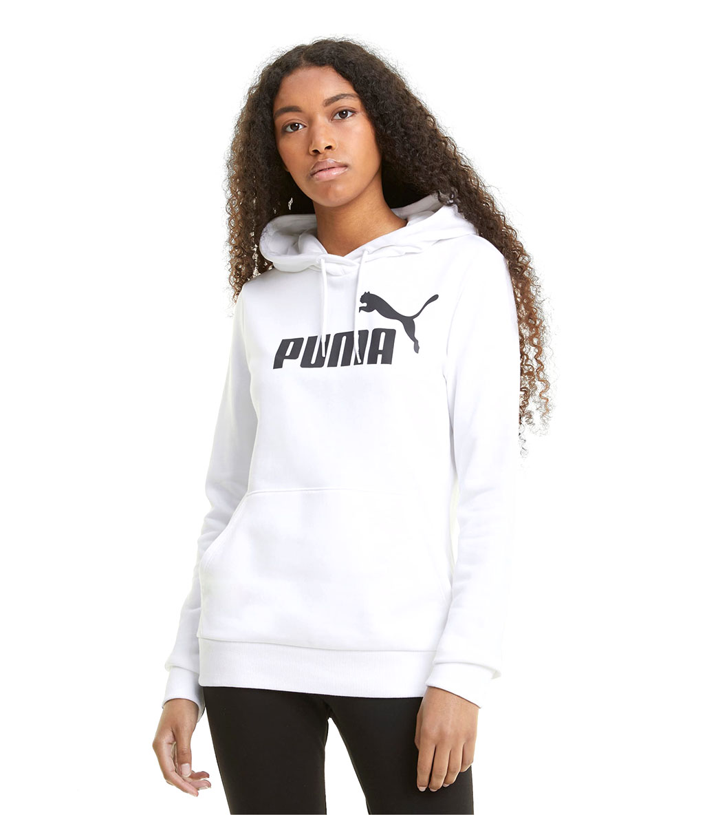 Puma Essentials Logo Kadın Kapüşonlu Sweatshirt Beyaz
