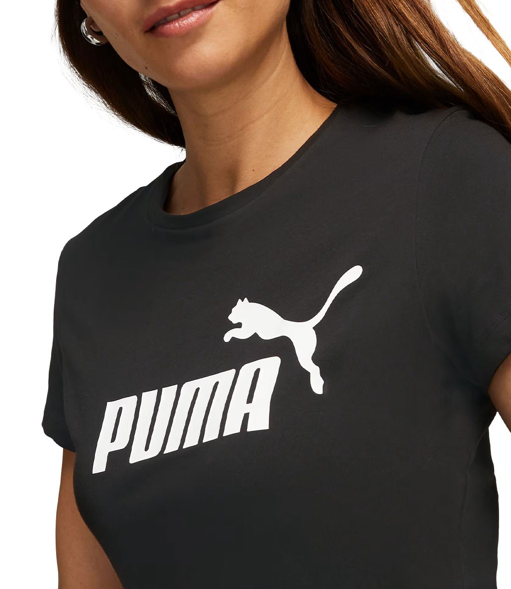 Puma Essentials Logo Kadın Kısa Kollu T-Shirt Siyah