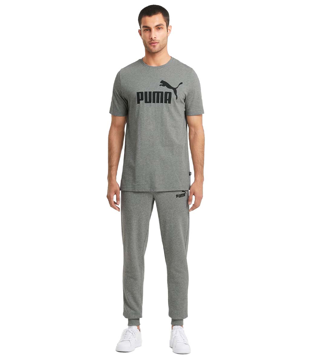 Puma Essentials Logo Kısa Kollu T-Shirt Gri