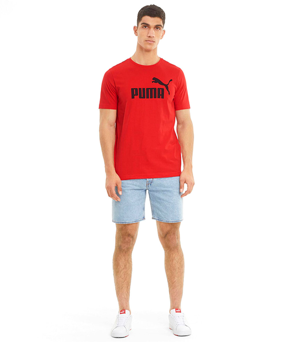 Puma Essentials Logo Kısa Kollu T-Shirt Kırmızı