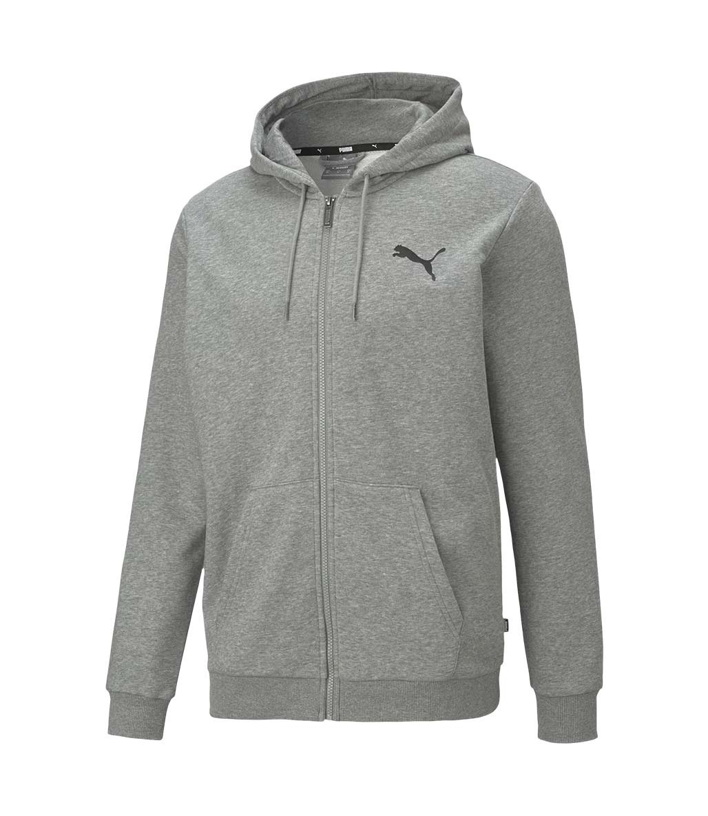 Puma Essentials Small Logo Fermuarlı Kapüşonlu Sweatshirt Gri
