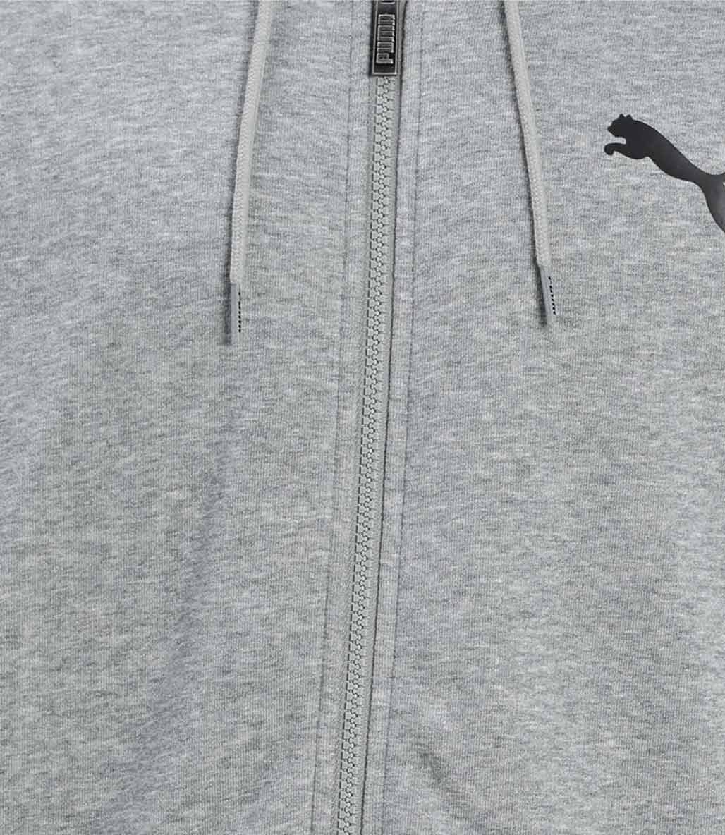 Puma Essentials Small Logo Fermuarlı Kapüşonlu Sweatshirt Gri