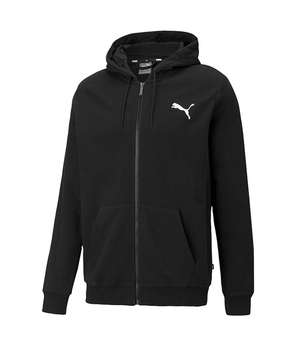 Puma Essentials Small Logo Fermuarlı Kapüşonlu Sweatshirt Siyah