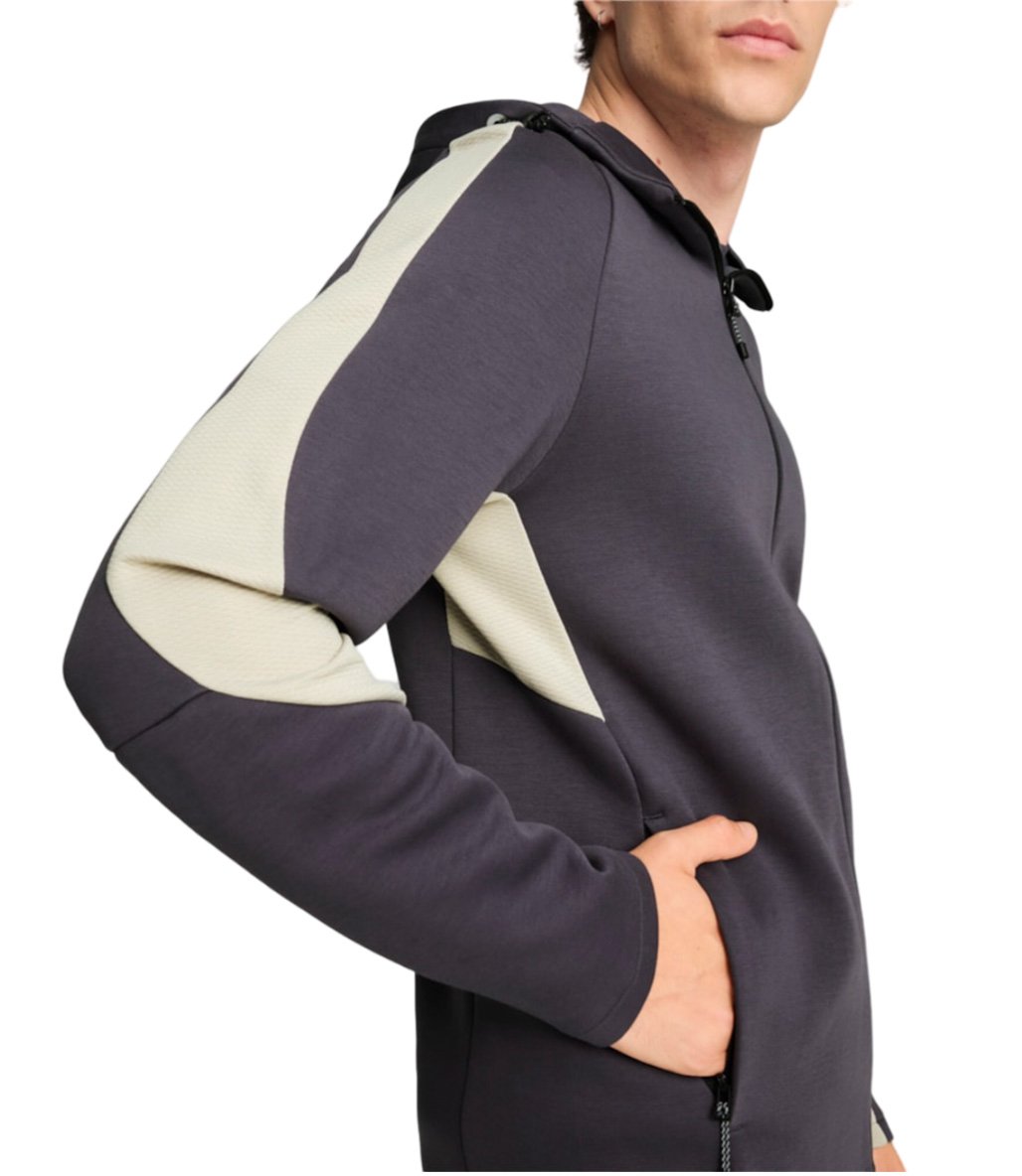 Puma EvoStripe Fermuarlı Kapüşonlu Sweatshirt Siyah Gri