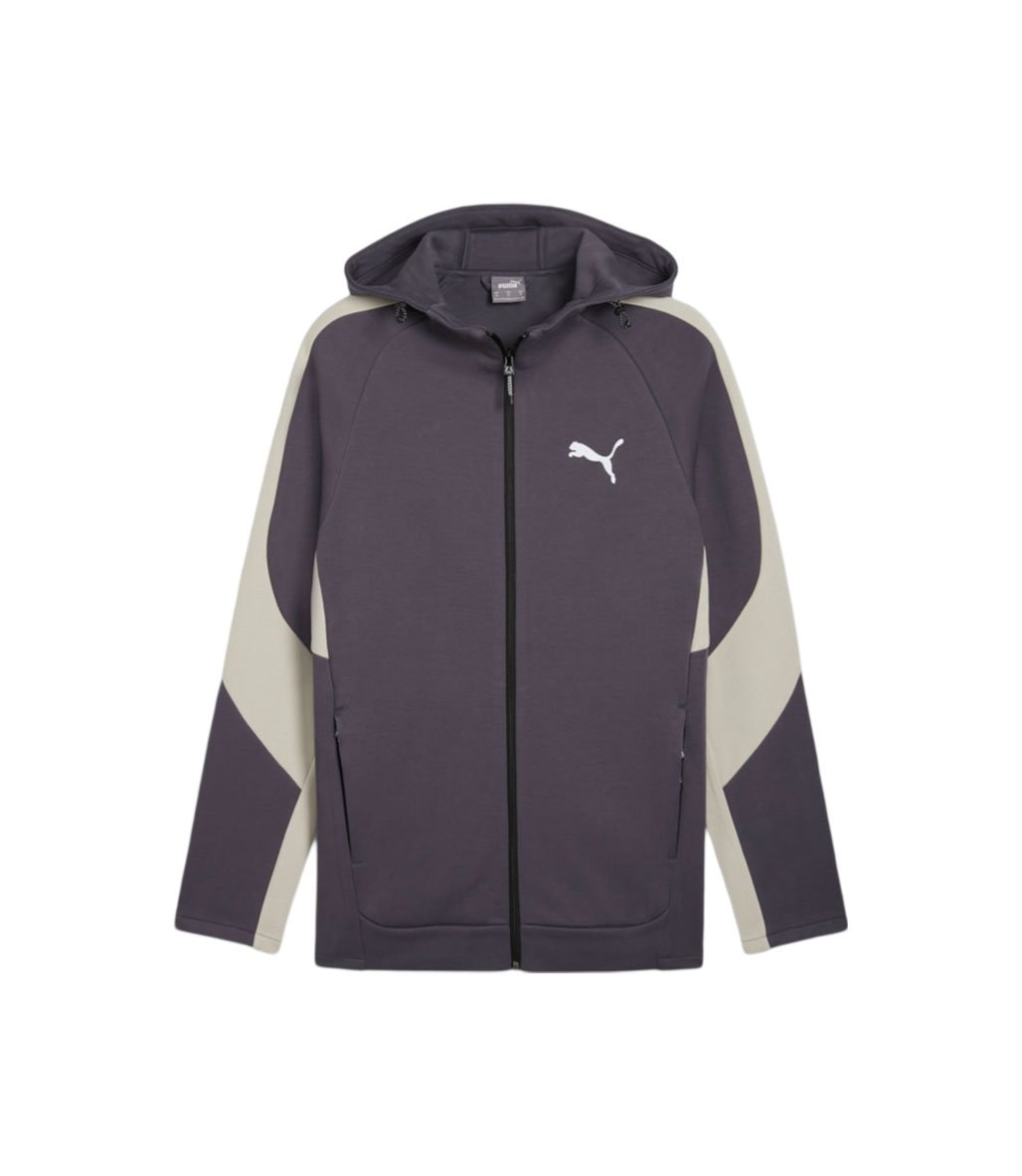 Puma EvoStripe Fermuarlı Kapüşonlu Sweatshirt Siyah Gri