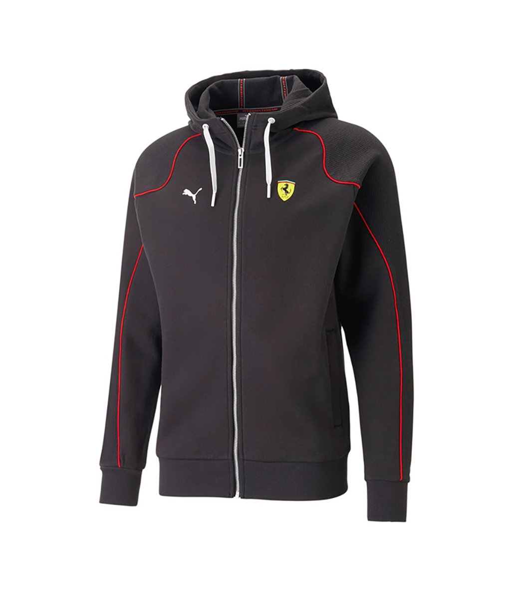 Puma Ferrari Race Fermuarl Kapu onlu Sweatshirt Siyah Fitmoda