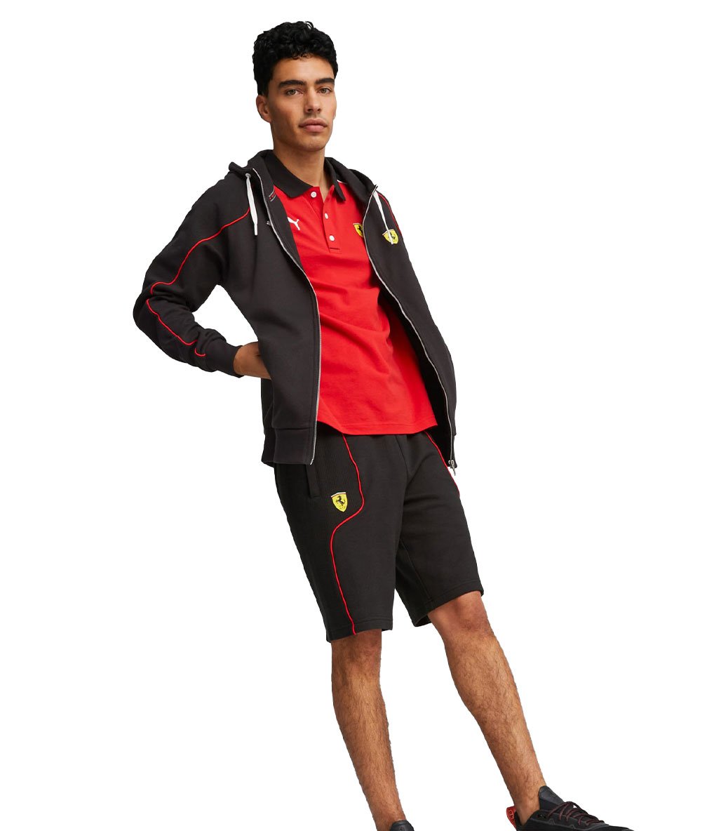 Puma Ferrari Race Fermuarlı Kapüşonlu Sweatshirt Siyah