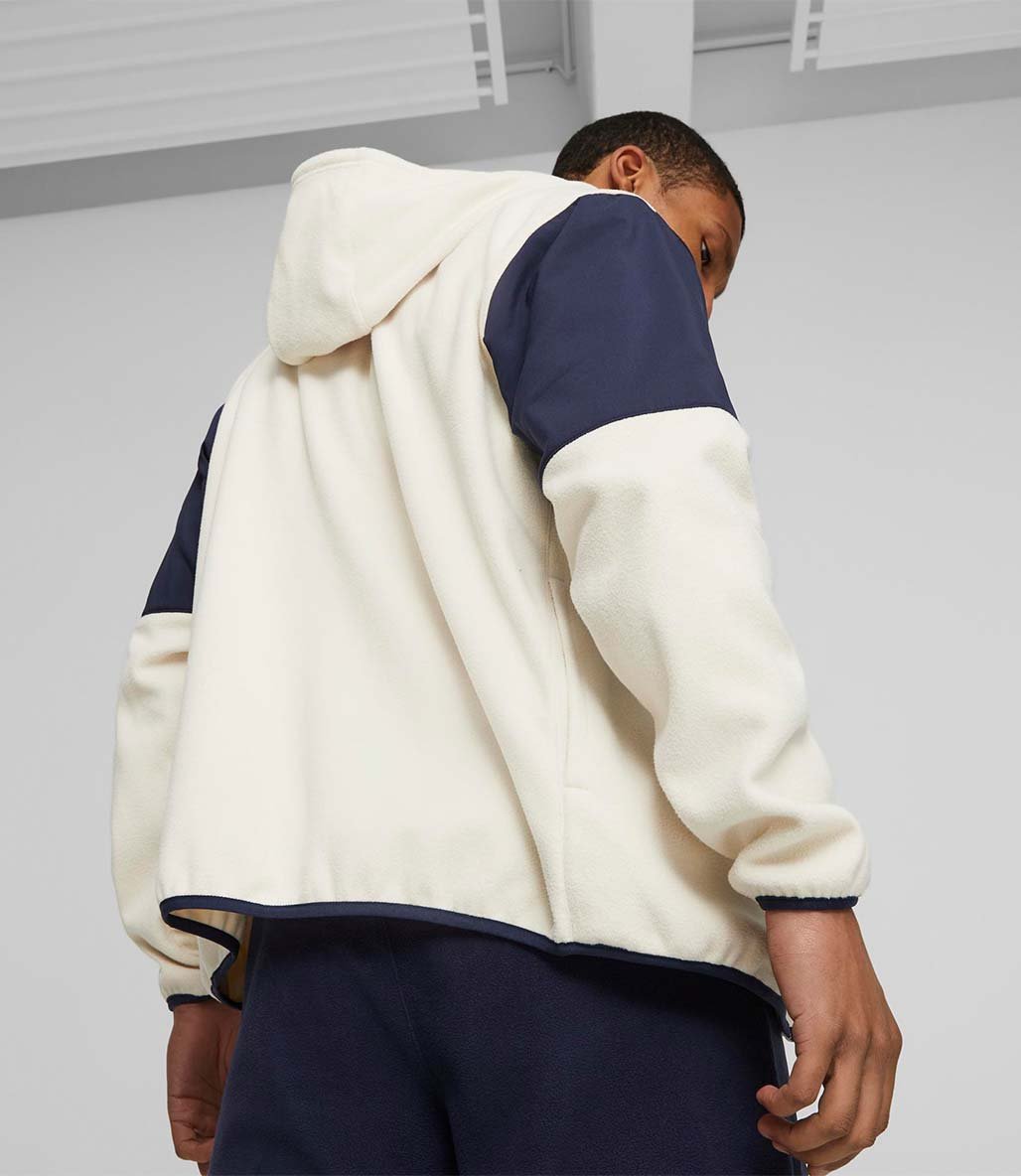 Puma Fit Hybrid Fermuarlı Kapüşonlu Sweatshirt Bej Lacivert