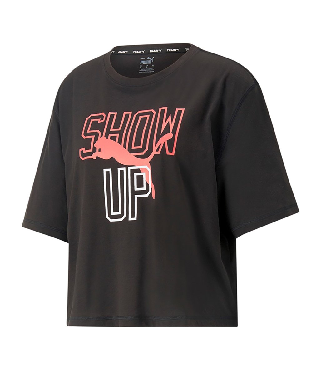 Puma Graphic Kadın Kısa Kollu Crop T-Shirt Siyah