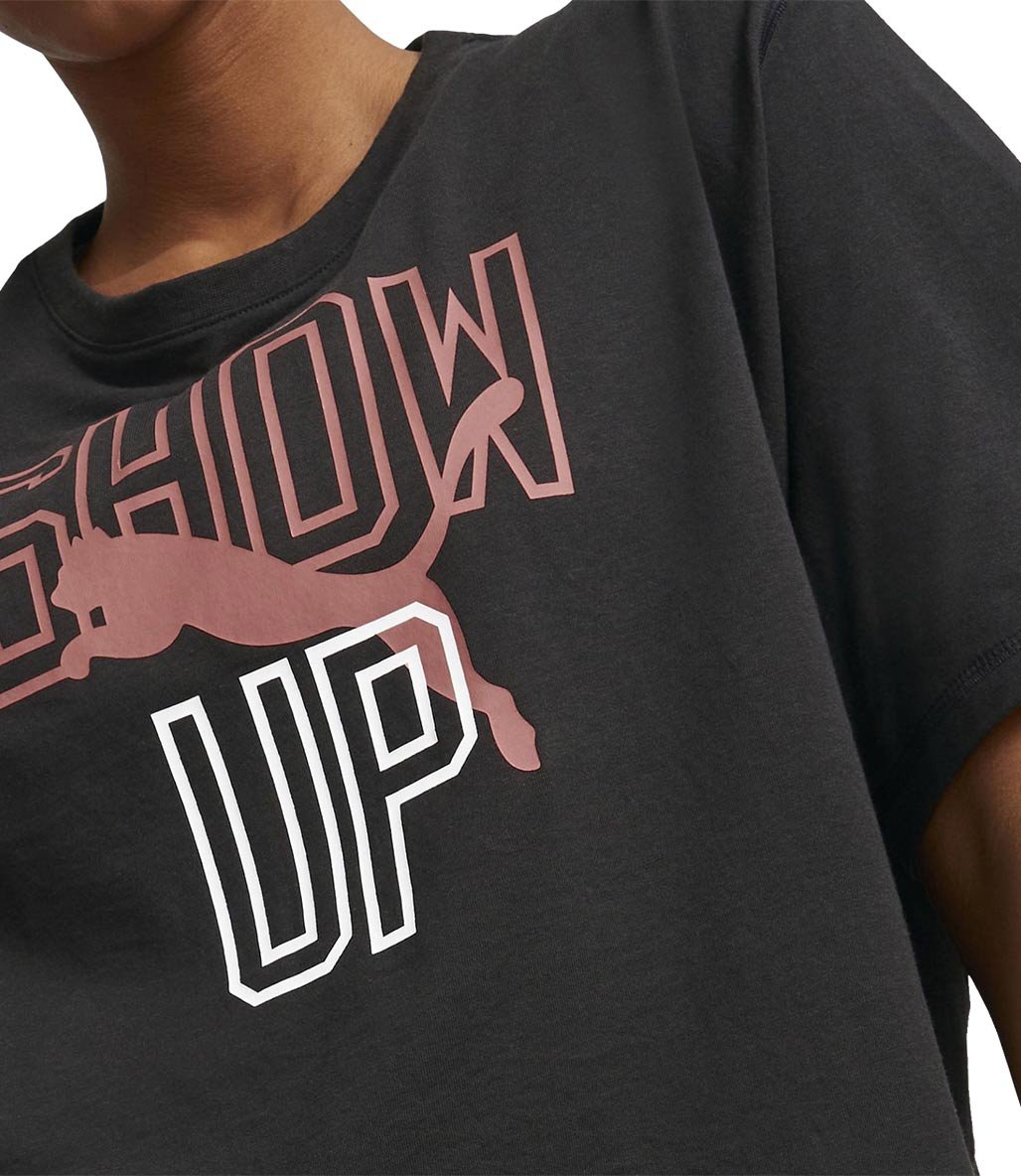 Puma Graphic Kadın Kısa Kollu Crop T-Shirt Siyah