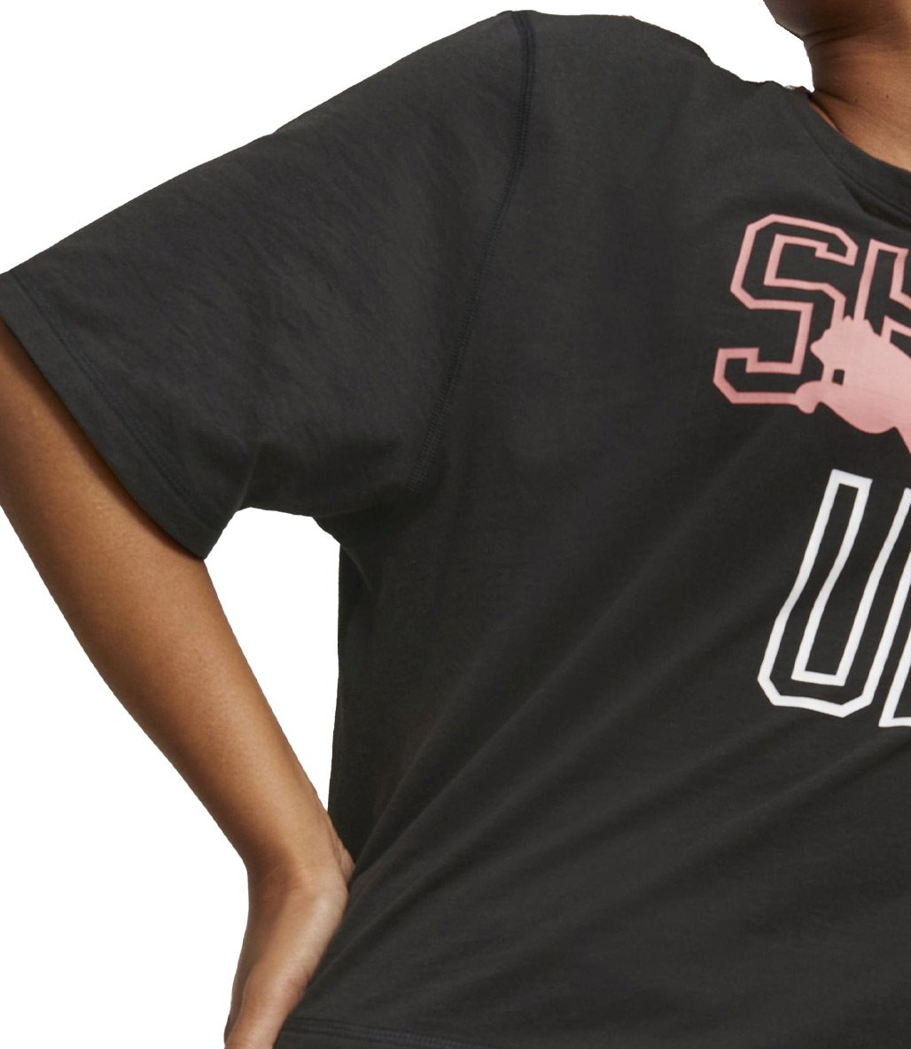 Puma Graphic Kadın Kısa Kollu Crop T-Shirt Siyah