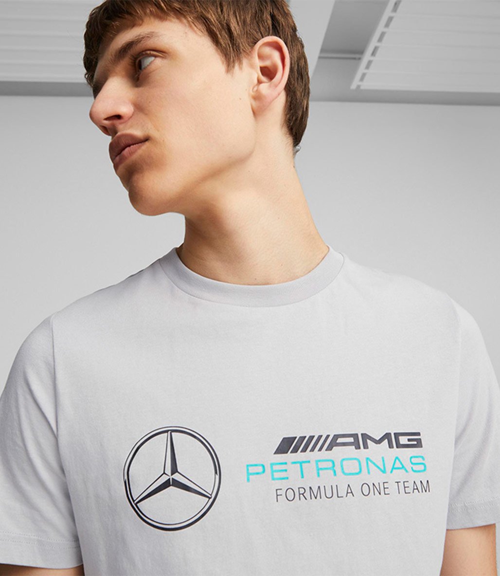 Puma Mercedes AMG Petronas Ess Logo Kısa Kollu T-Shirt Gri