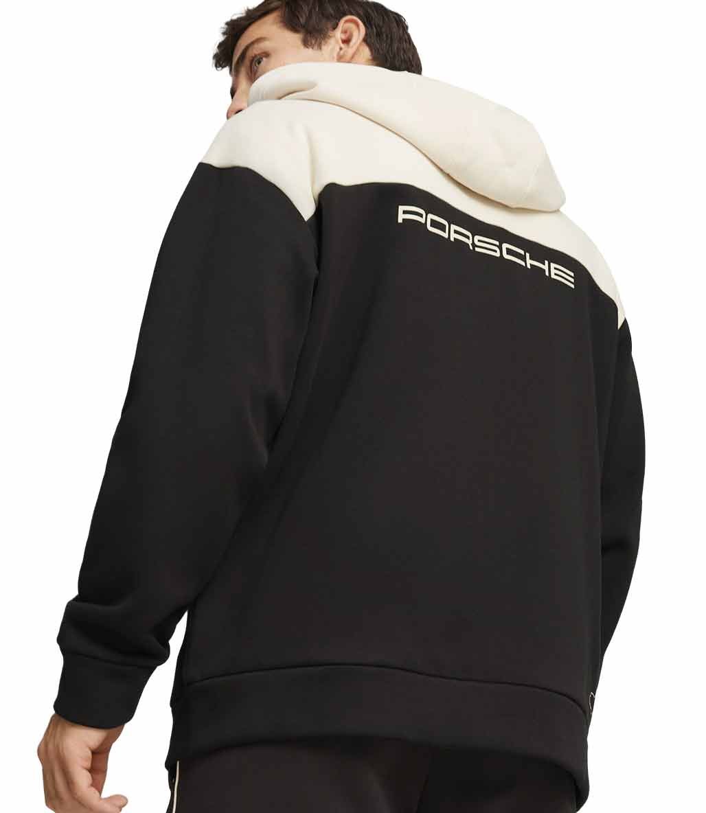 Puma Porsche Legacy Fermuarlı Kapüşonlu Sweatshirt Siyah Bej