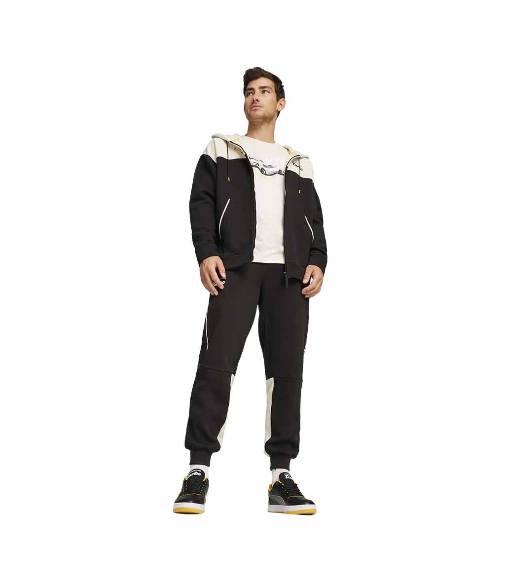 Puma Porsche Legacy Fermuarlı Kapüşonlu Sweatshirt Siyah Bej