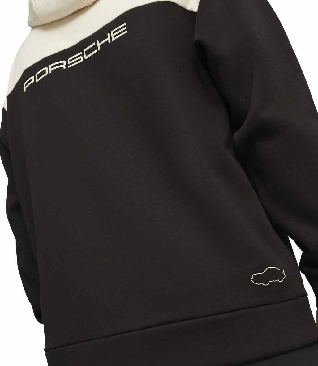 Puma Porsche Legacy Fermuarlı Kapüşonlu Sweatshirt Siyah Bej
