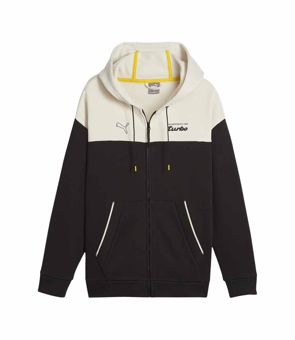 Puma Porsche Legacy Fermuarlı Kapüşonlu Sweatshirt Siyah Bej