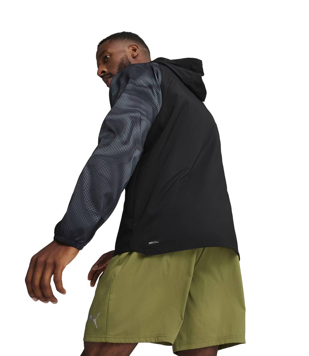 Puma Run Favourite Fermuarlı Kapüşonlu Sweatshirt Siyah