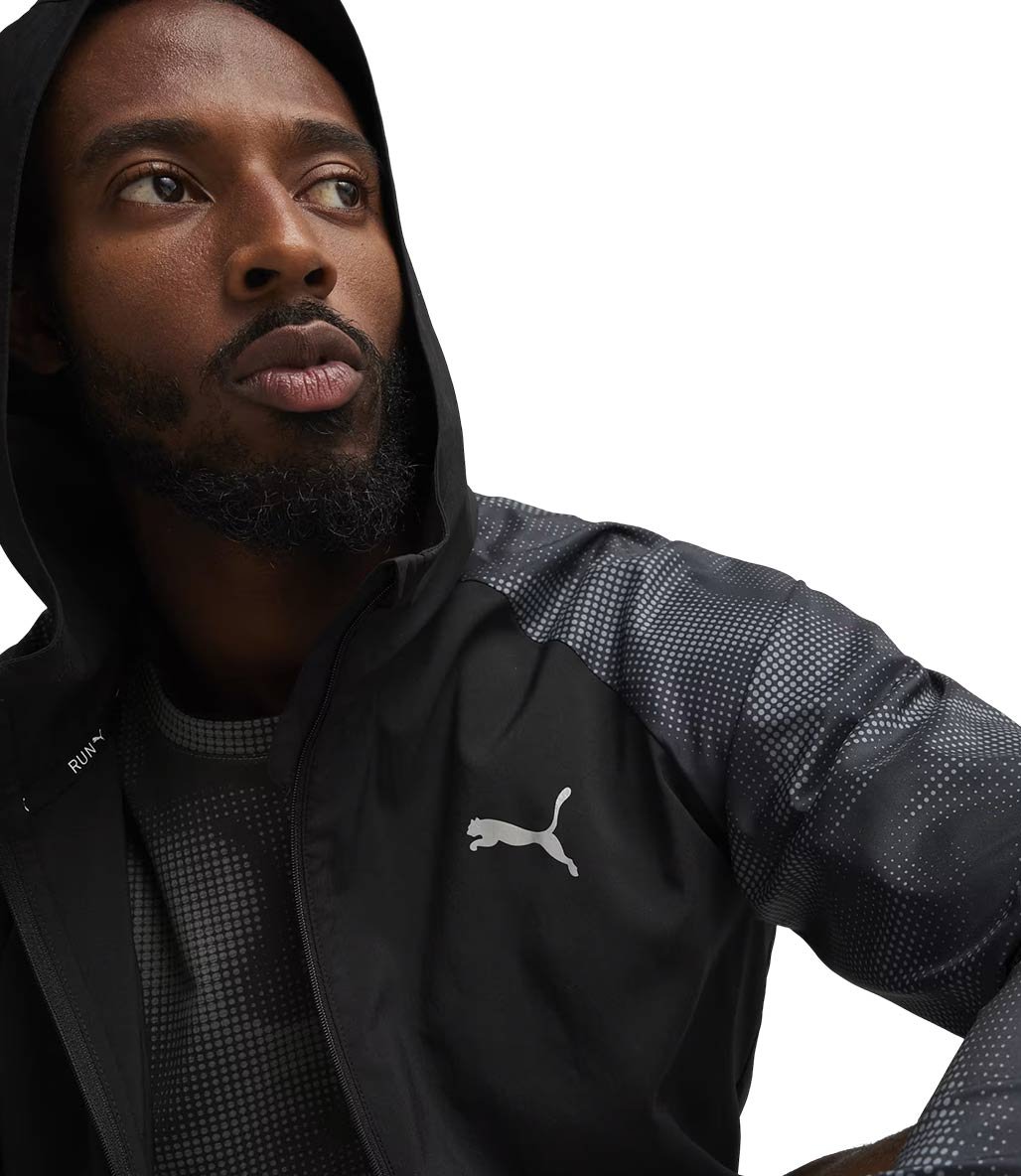 Puma Run Favourite Fermuarlı Kapüşonlu Sweatshirt Siyah