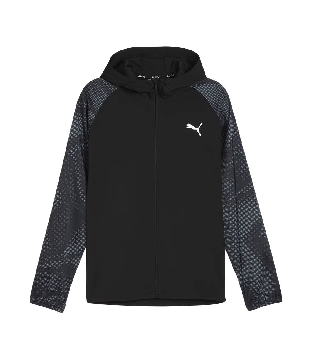 Puma Run Favourite Fermuarlı Kapüşonlu Sweatshirt Siyah