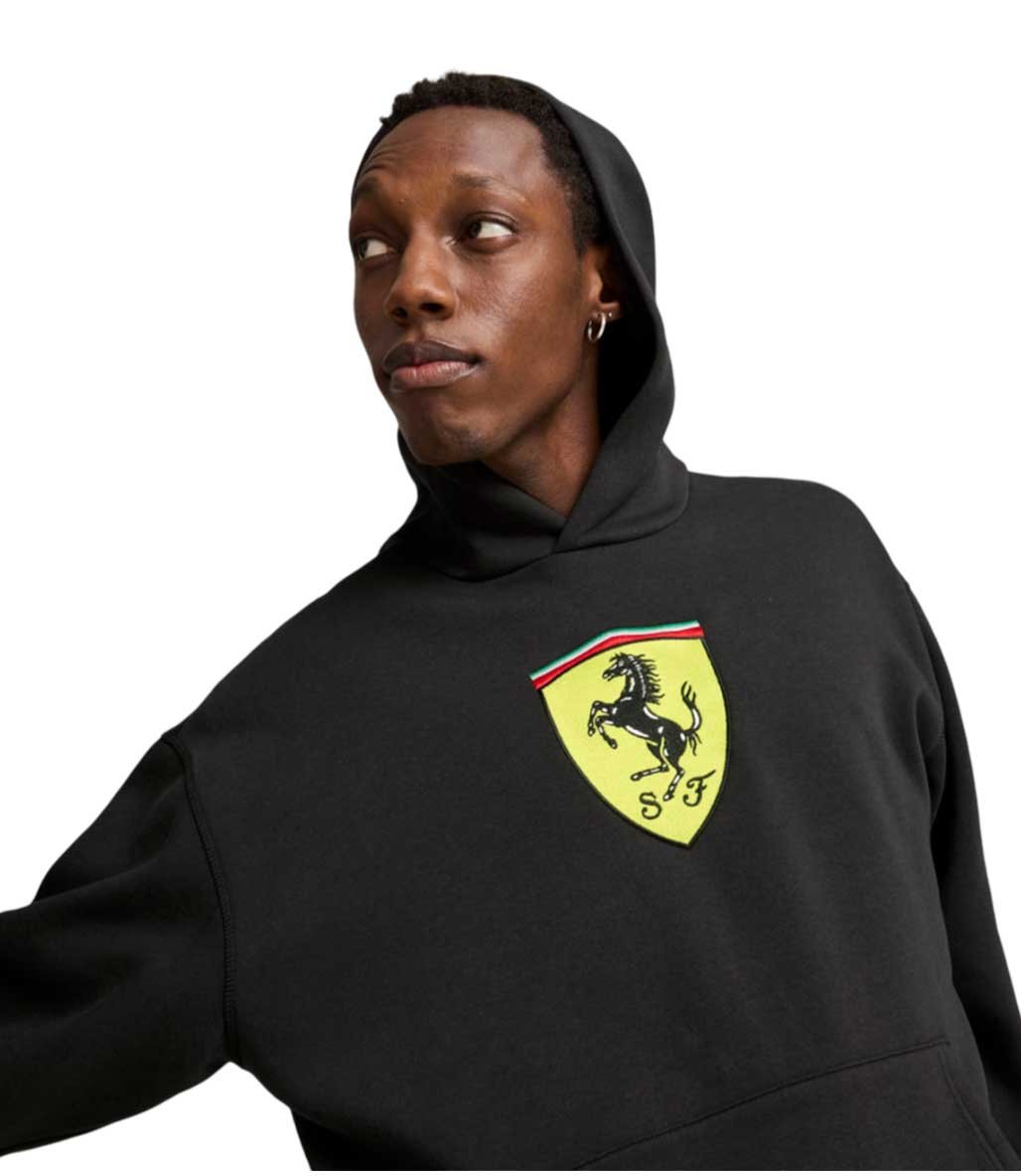 Puma Scuderia Ferrari Race Big Shield Kapüşonlu Sweatshirt Siyah