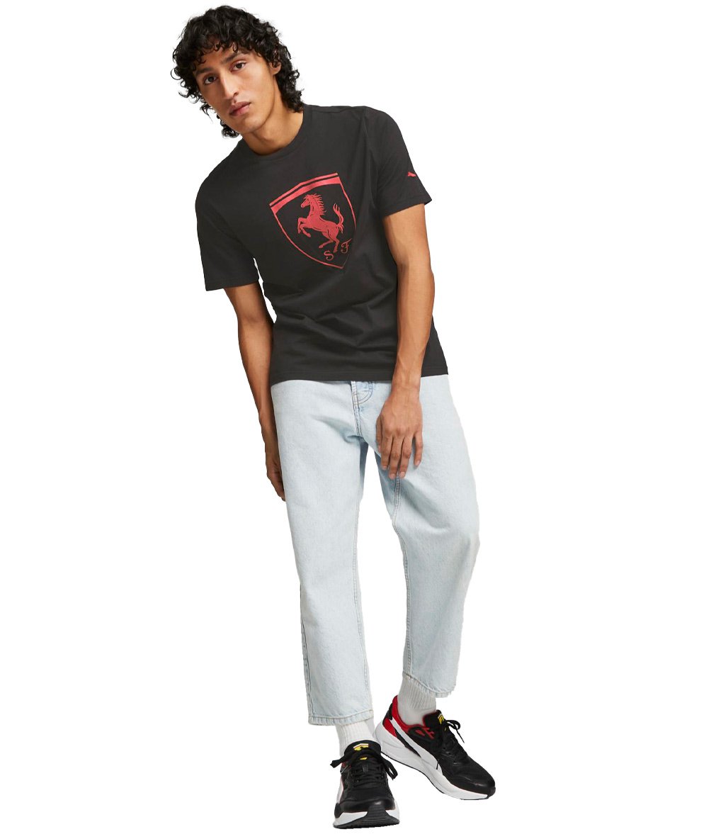 Puma Scuderia Ferrari Race Big Shield Kısa Kollu T-Shirt Siyah