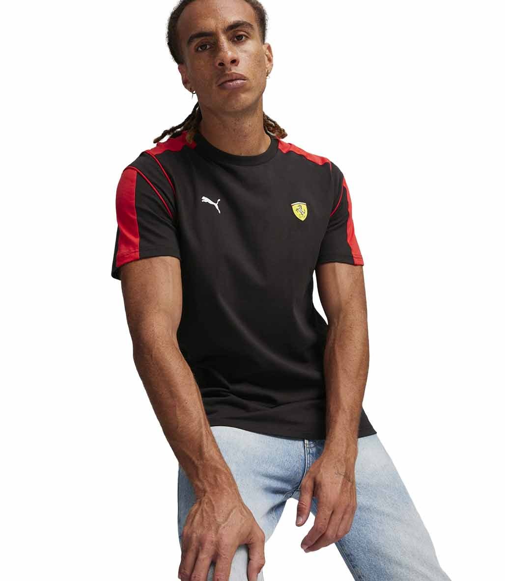 Puma Scuderia Ferrari Race MT7 K sa Kollu T Shirt Siyah Fitmoda