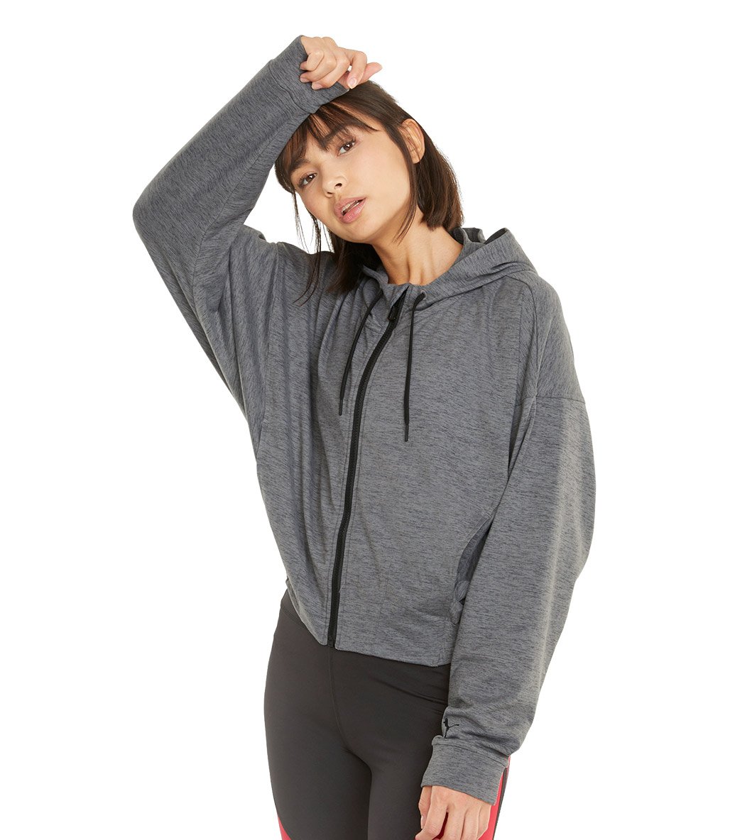 Puma Train Cloudspun Fz Hoodie Kadın Fermuarlı Kapüşonlu Sweatshirt Gri