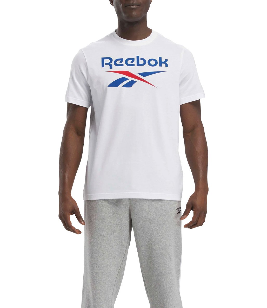 Reebok Identity Stacked K sa Kollu T Shirt Beyaz Fitmoda