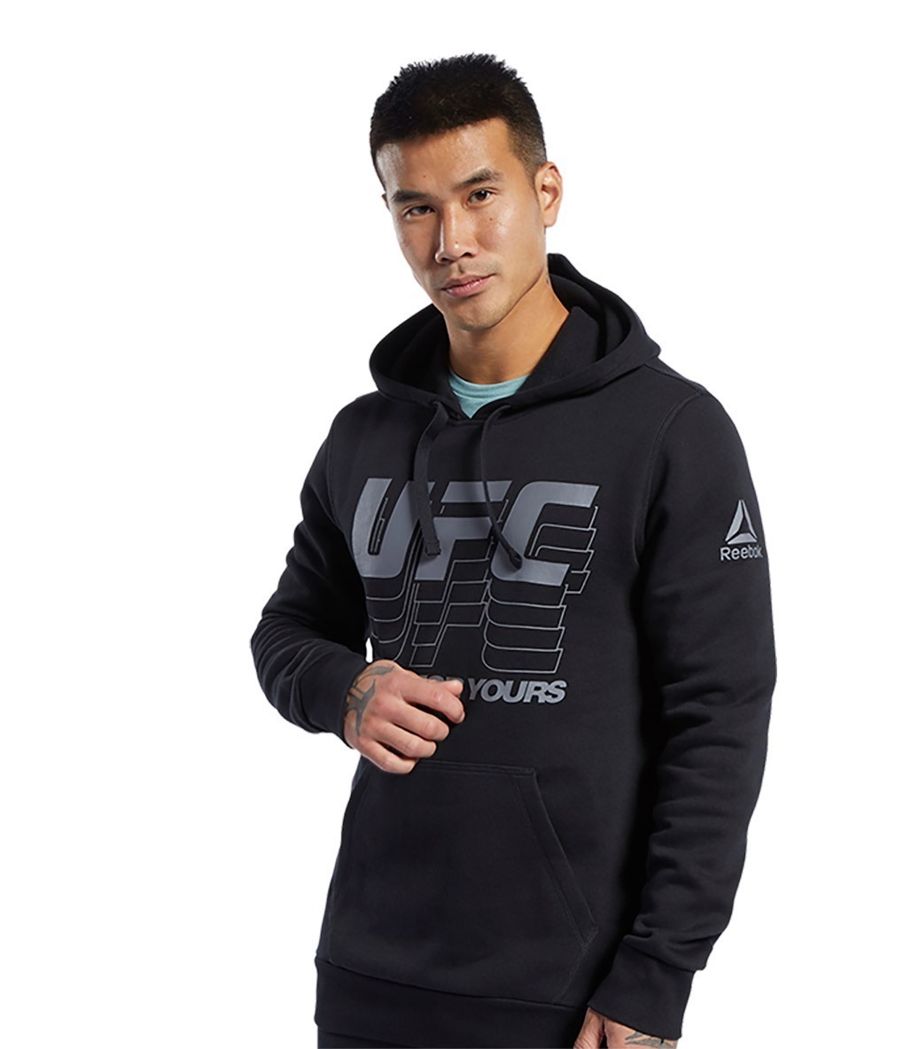 Reebok Ufc Fan Gear Hoodie Kapu onlu Sweatshirt Siyah Fitmoda