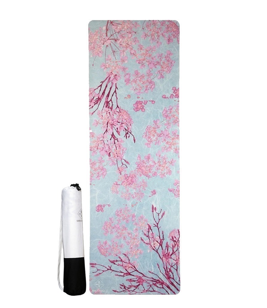 Seeka Yoga Mikrofiber Yüzeyli Doğal Kauçuk Yoga Matı Floral