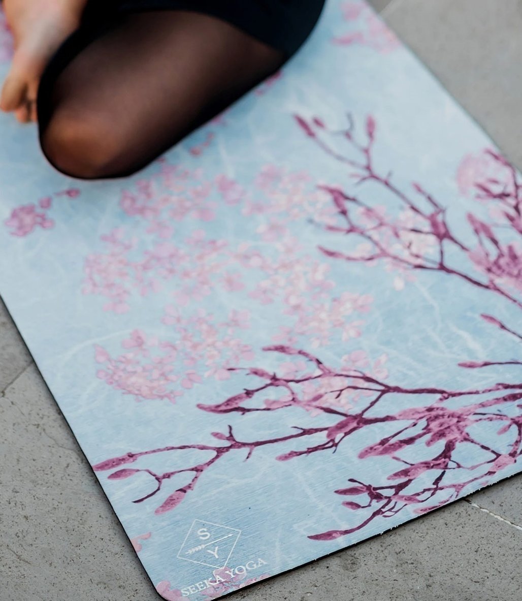 Seeka Yoga Mikrofiber Yüzeyli Doğal Kauçuk Yoga Matı Floral