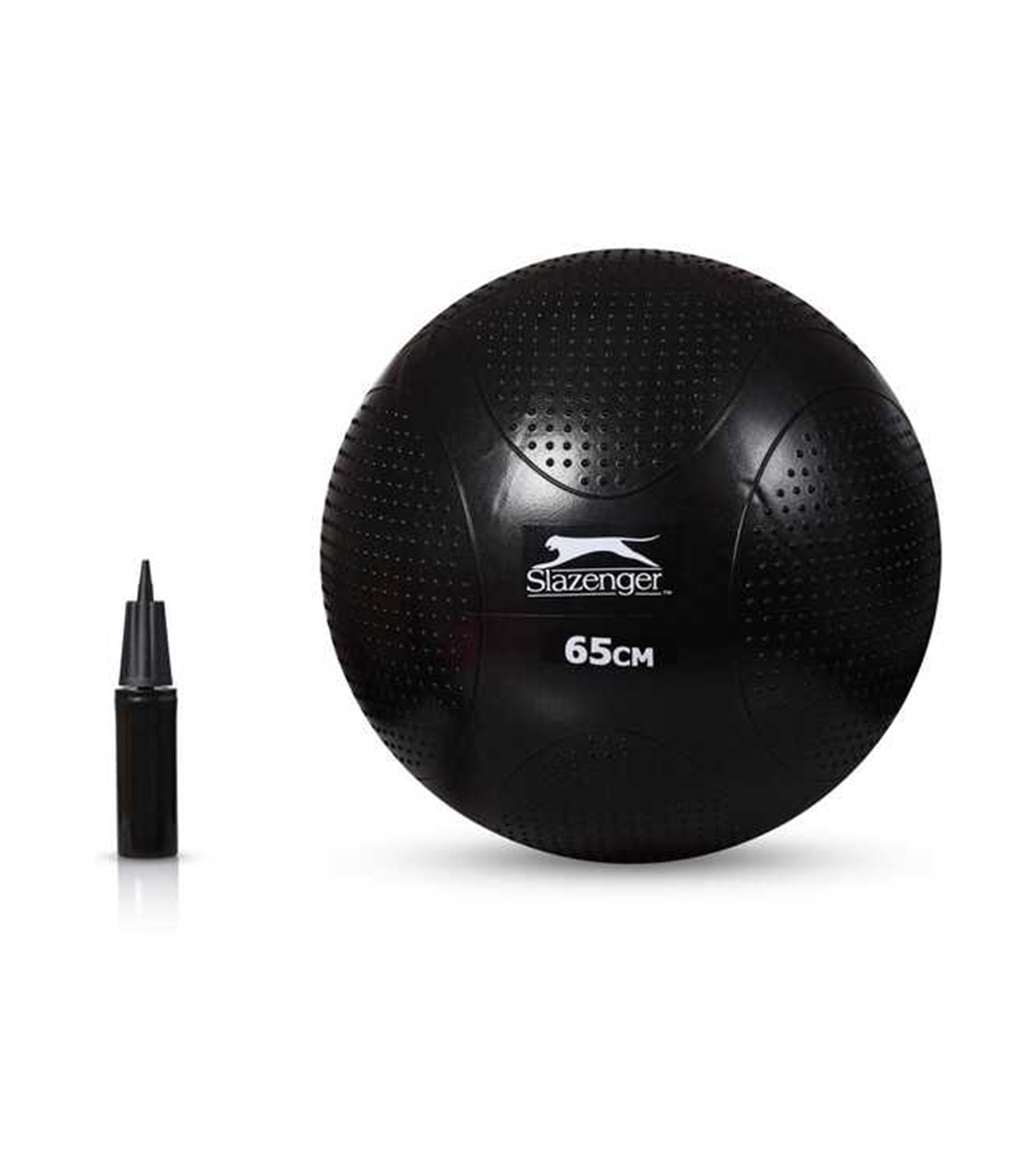 Slazenger Antiburst Gymball Pilates Topu 65 Cm Pompa Hediyeli Siyah