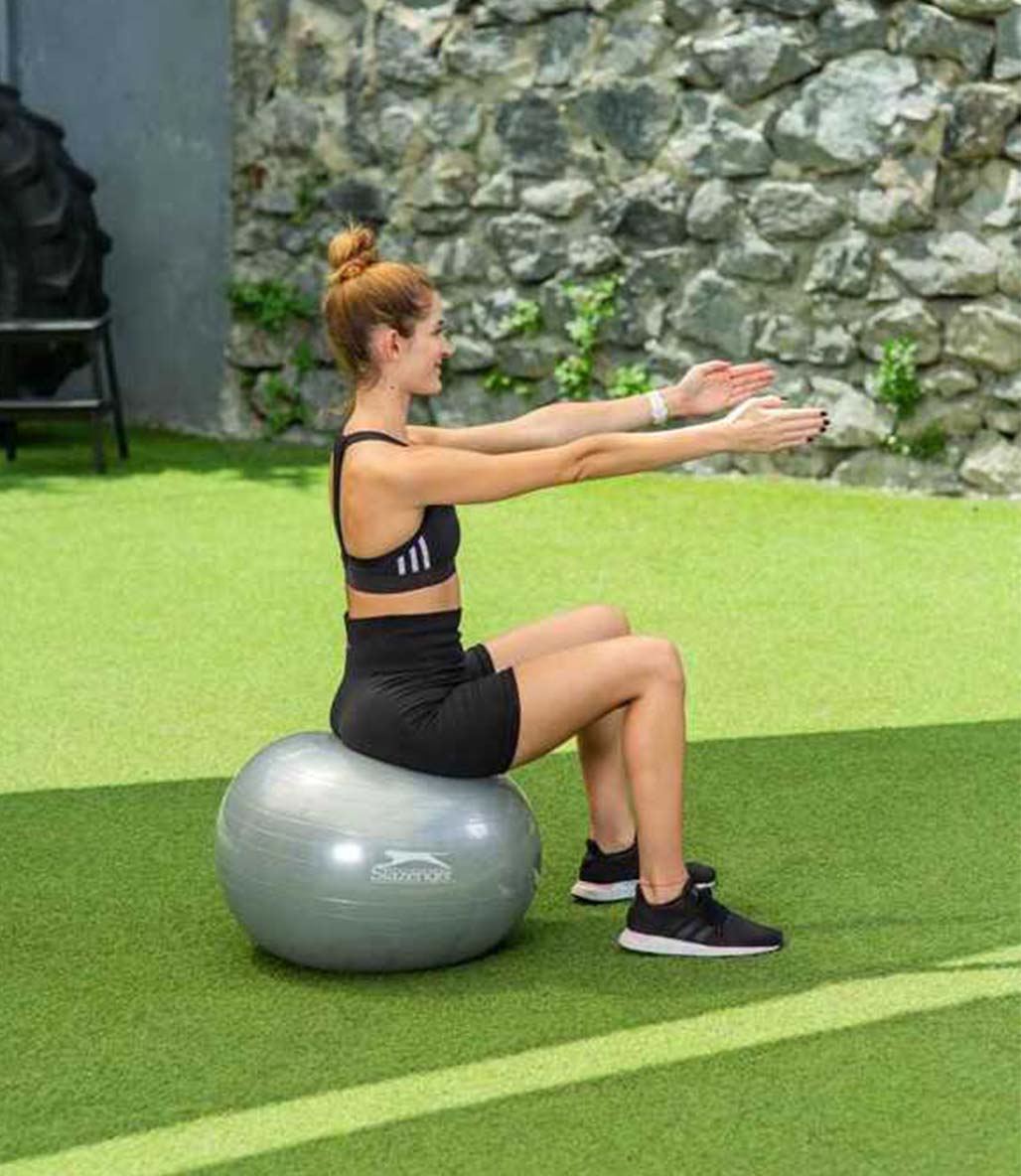 Slazenger Gymball 55 Cm Pilates Topu Pompa Hediyeli Gri