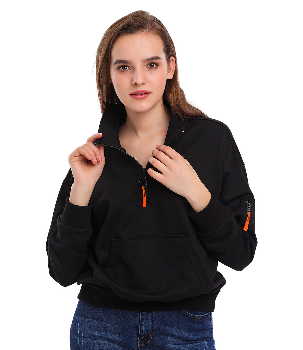 Slazenger Mahalay Kadın Yarım Fermuarlı Sweatshirt Siyah