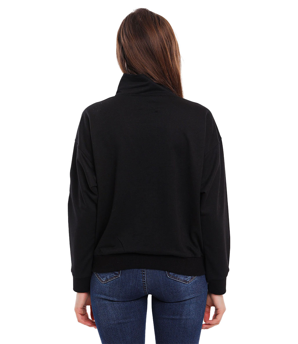 Slazenger Mahalay Kadın Yarım Fermuarlı Sweatshirt Siyah