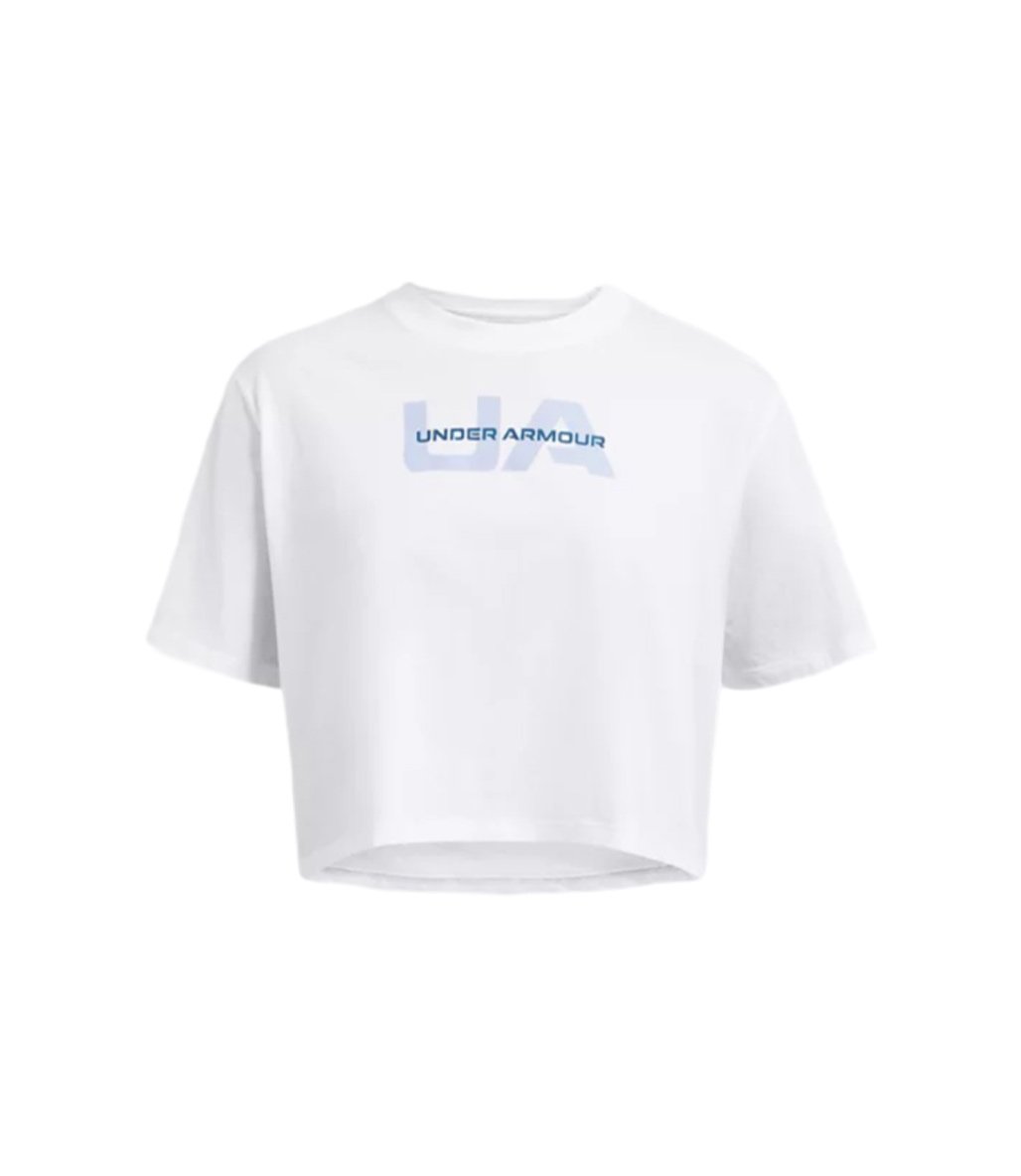 Under Armour Boxy Crop Branded Kadın Kısa Kollu T-Shirt Beyaz