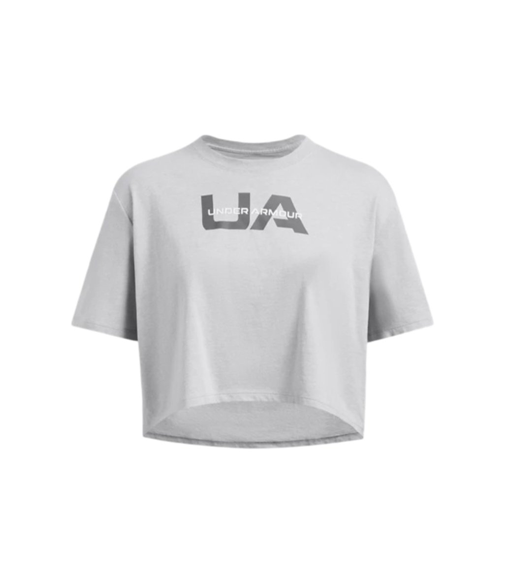 Under Armour Boxy Crop Branded Kadın Kısa Kollu T-Shirt Gri