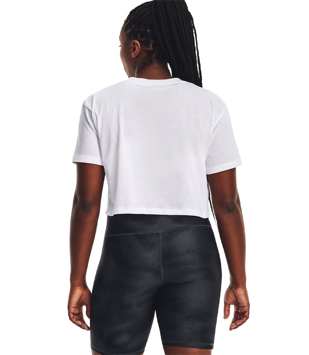 Under Armour Branded Logo Kadın Crop Kısa Kollu T-Shirt Beyaz