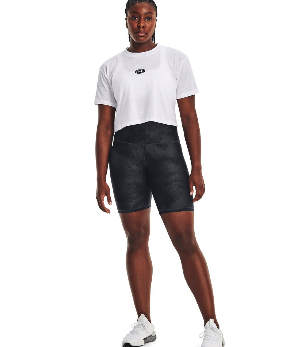 Under Armour Branded Logo Kadın Crop Kısa Kollu T-Shirt Beyaz