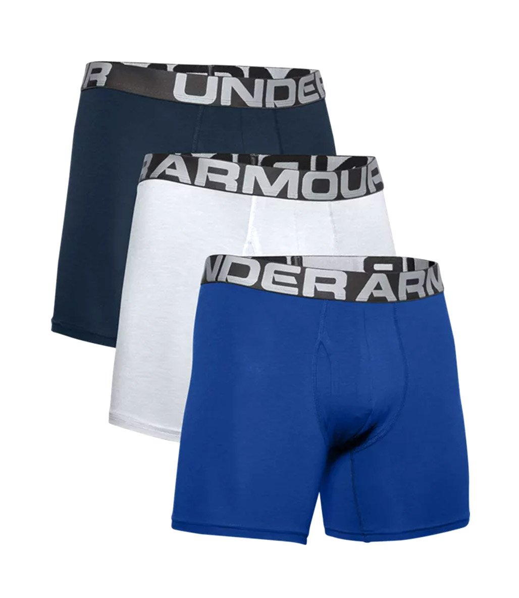 Under Armour Charged Cotton 3'lü Paket Boxer Mavi Lacivert Gri