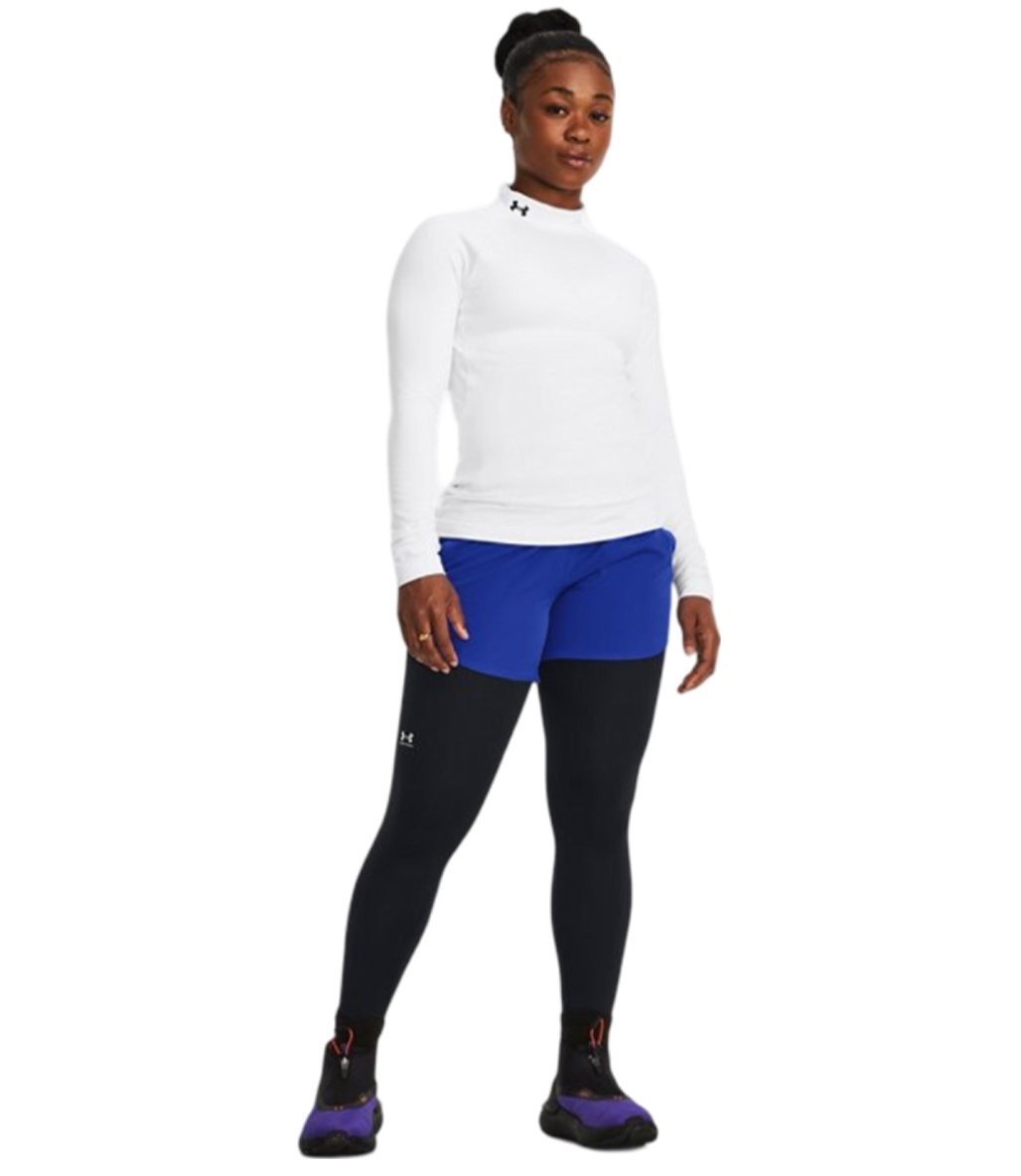 Under Armour ColdGear Authentics Mockneck Kadın T-Shirt Beyaz Siyah
